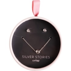 Cailap Clear stone silver earring set gift box