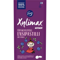 Fazer Xylimax Moomin mustikanmakuinen täysksylitoli 38 g ensipastillit
