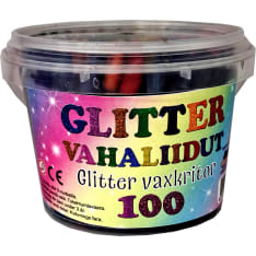 Glitter wax crayons in bucket, 100 pcs