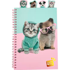 Studio Pets project notebook with four dividers