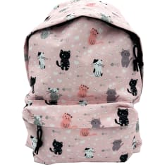 Cat-patterned rucksack with a front pocket
