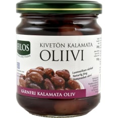 Filos 200/100 g suolavedessä kivetön kalamata-oliivi