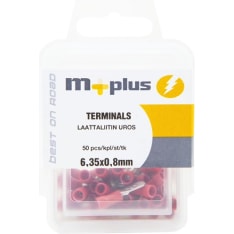 M+ punainen 6,35x0,8mm 50kpl uros laattaliitin