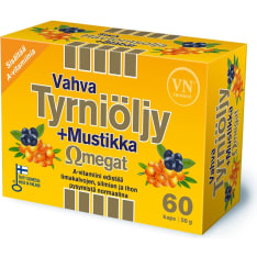 Vahva Tyrniöljy+Mustikka Omegat 60 kaps. rasvahappovalmiste