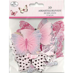 3D die cut Butterfly pink 24pcs
