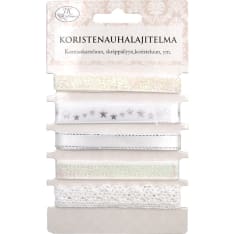 Decorative ribbon assortment glitter white