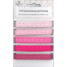 Lace ribbon assortment 5 x 1m pink