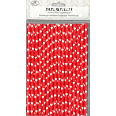 Paper straw Heart red 16pcs