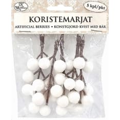 J.K. Primeco 5 kpl valkoinen glitter koristemarja