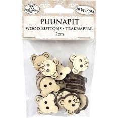 J.K. Primeco 20pcs 2cm Teddy Bear Wood buttons