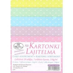 J.K. Primeco 20ark A6 Piste pastelli kartonkilajitelma