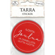 J.K. Primeco Sticker round Jouluteksti punainen 10pcs