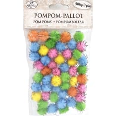 J.K. Primeco 50kpl glitter värilajitelma pompom-pallot