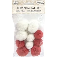 J.K. Primeco 10pcs Big red/white Pom poms
