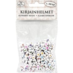 J.K. Primeco 300kpl pyöreä valkoinen/värikäs Kirjainhelmet