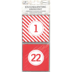 J.K. Primeco Kirjekuoret punavalkea DIY-joulukalenteri