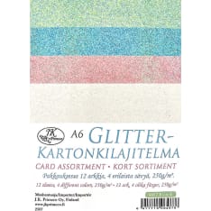 J.K. Primeco 12ark A6 pastelli glitterkartonkilajitelma