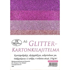 J.K. Primeco 12pcs A6 pink Glitter card assortment