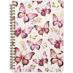 J.K. Primeco A5 160 sivua (80 arkkia/lehteä) perhoset pinkki kierrevihko