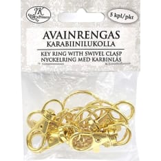 J.K. Primeco 5kpl kulta avainrengas karabiinilukolla