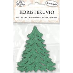 J.K. Primeco Kuusi vihreä glitter 5 kpl koristekuvio