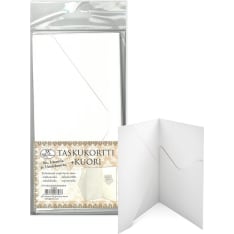 Pocket card + envelope long pearlescent white 5+5