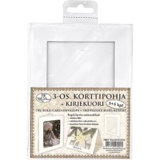 J.K. Primeco 5kpl+5kpl valkoinen 3-os. korttipohja + kirjekuori