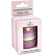 J.K. Primeco 3kpl 1,5cm x 5m Sateenkaari Washiteippi