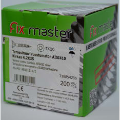 Fixmaster aisi 410 + ruspert, Tx20 4,2x35 200 kpl terassiruuvi