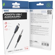 Wave punottu 1m USB-C - 3.5 mm audiokaapeli