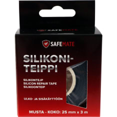 SafeMate 25mm x 3m musta vulkanoituva vedenkestävä silikoniteippi