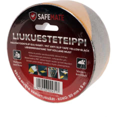 SafeMate 50mm x 30m kelta-musta varoitusteippi