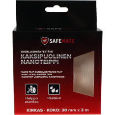 SafeMate 30mm x 3m kirkas 2-puoleinen nanoteippi