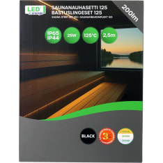 Led Energie musta 2,5m 2700K 10W/m IP44/65 himmennettävä LED-saunanauhasetti
