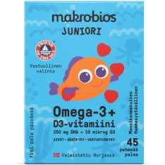 Makrobios omega-3 + D3 Juniori 45 kpl ravintolisä