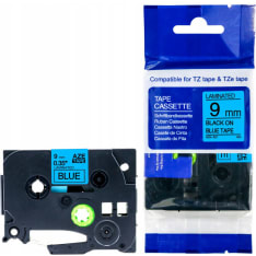 9mm x 8m P-Touch compatible black/blue Velcro