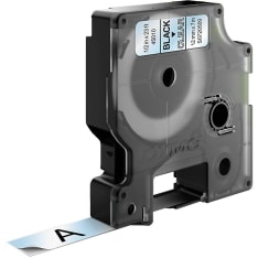 12mm x 7m Dymo yhteensopiva musta/kirkas tarranauha
