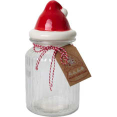 AmandaB Glass jar 21cm Santa hat