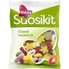 Malaco Suosikit kirpeä hedelmä 220 g karkkipussi