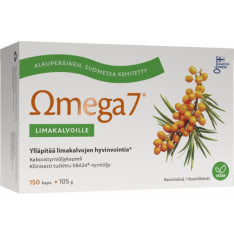 Omega7 SBA24® Kaksoistyrniöljy limakalvoille 150 kapselia ravintolisä