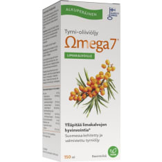 Omega7 SBA24® Tyrni-oliiviöljy limakalvoille 150 ml ravintolisä