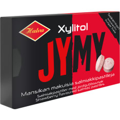 Halva Jymy Xylitol Strawberry flavoured salmiac pastilles 30 g