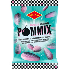 Halva Pommix hard strawberry and salmiac flavoured candy 100 g