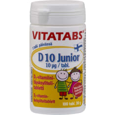 Vitatabs D 10 Junior Mansikka 100 tabl. ravintolisä