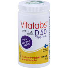 Vitatabs D50 D3-vitamiini 300 tabl. ravintolisä