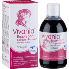 Vivania Beauty Shot Collagen Booster Punaiset marjat Aminohappo - hyaluronihappo - sinkki 500 ml ravintolisä
