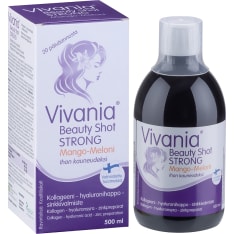 Vivania Beauty Shot Strong Mango-Meloni Kollageeni-hyaluronihappo-sinkki 500 ml ravintolisä