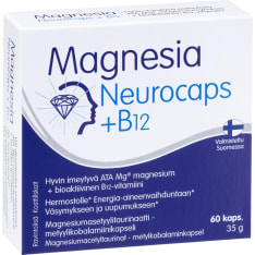 Magnesia Neurocaps + B12 Magnesiumasetyylitaurinaatti - metyylikobalamiinikapseli 60 kaps ravintolisä