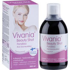 Vivania Beauty Shot Persikka Kollageeni-hyaluronihappo-sinkki 500 ml ravintolisä