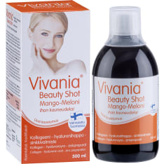 Vivania Beauty Shot Mango-Meloni Kollageeni-hyaluronihappo-sinkki 500 ml ravintolisä